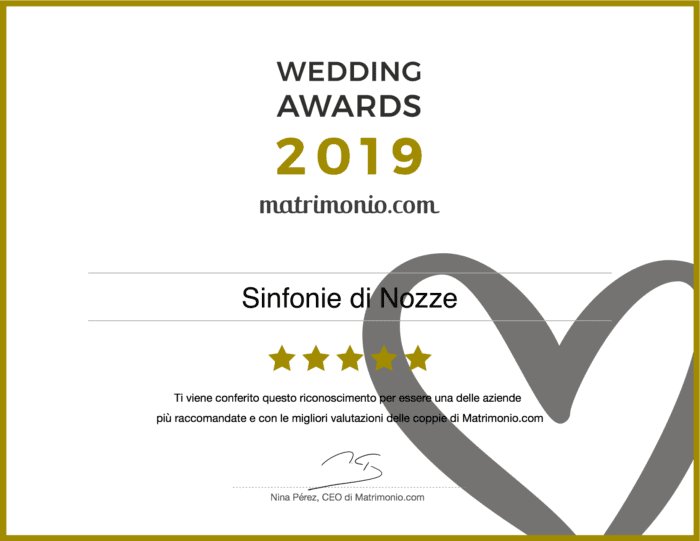 Sinfonie di Nozze riceve il premio più prestigioso del settore Ceremony Planning